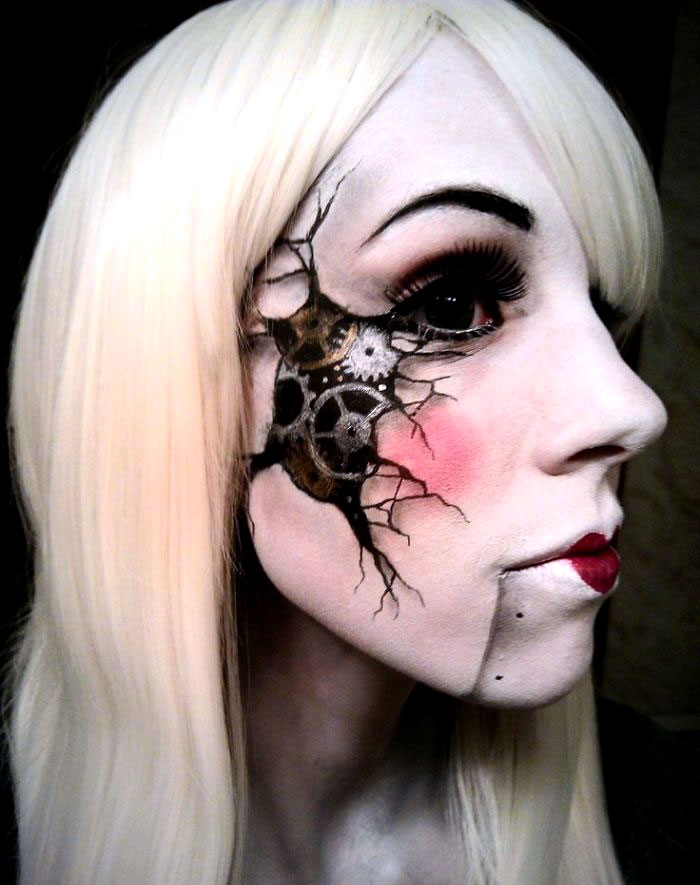 макияж на хэллоуин кукла